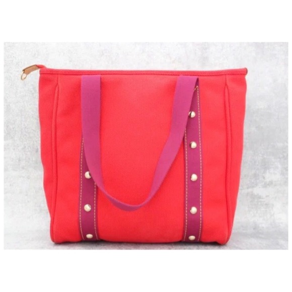 ✨Authentic Vintage LOUIS VUITTON MM Canvas Red Canvas Tote Shoulder Bag - Picture 4 of 11